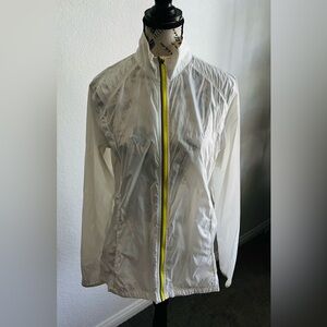 Reebok White Running Jacket with Yellow Accents